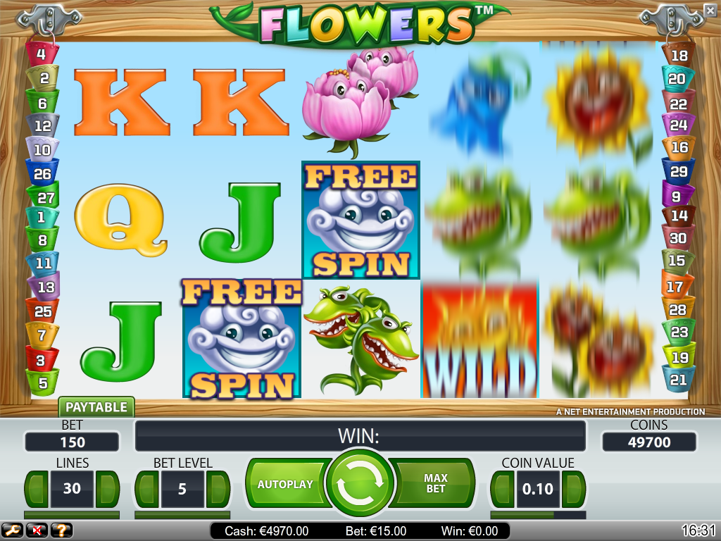 Captura de pantalla del juego Flowers de NetEnt.