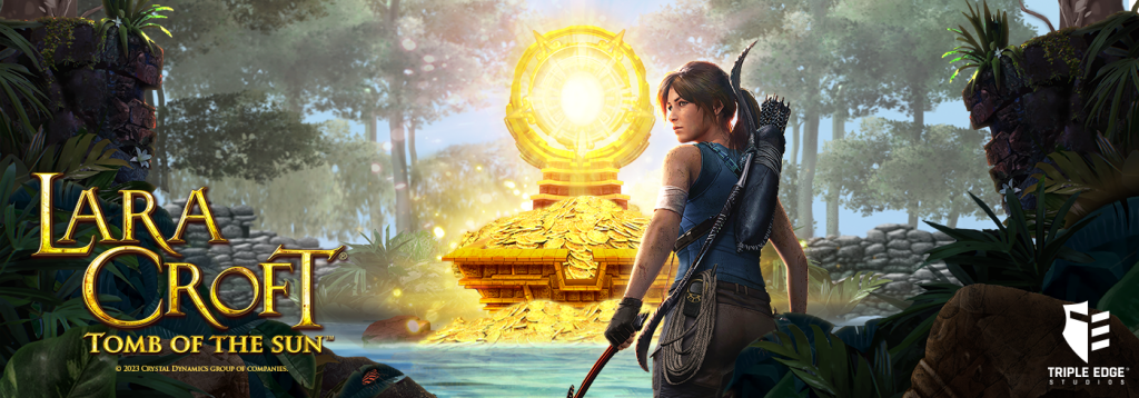 Portada de la slot Lara Croft Tomb of the Sun de Triple Edge Studios.
