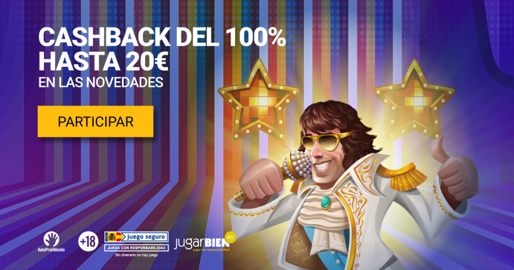 100% de cashback hasta 20€ con las nuevas slots