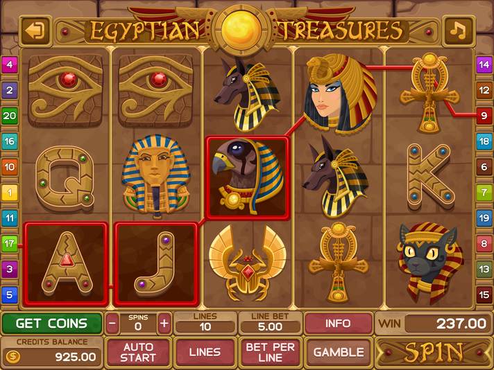 Captura de pantalla de una slot con temática egipcia.