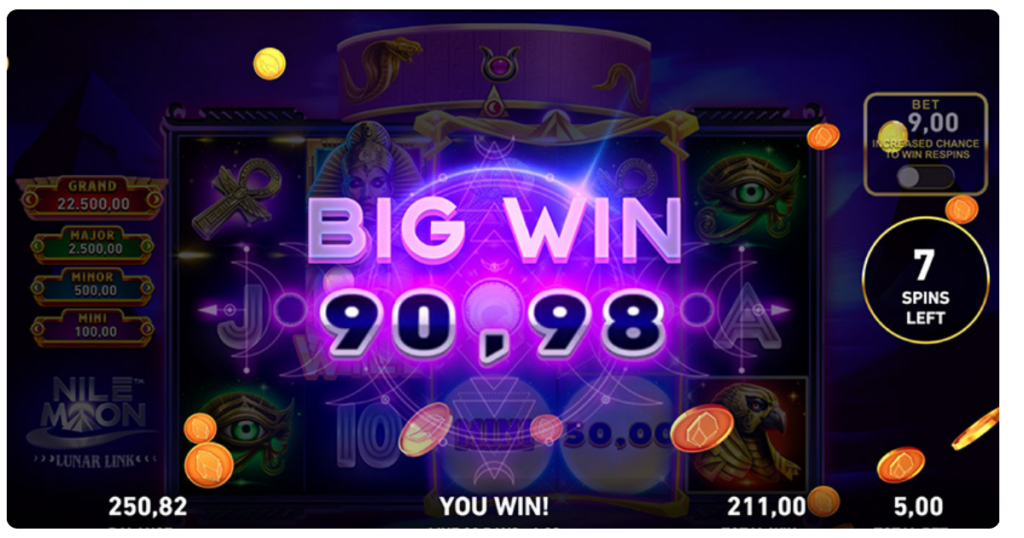 Screenshot de un big win de la slot Nile Moon Lunar