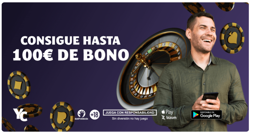 Bono de bienvenida del 100% extra hasta 100€ en YoCasino