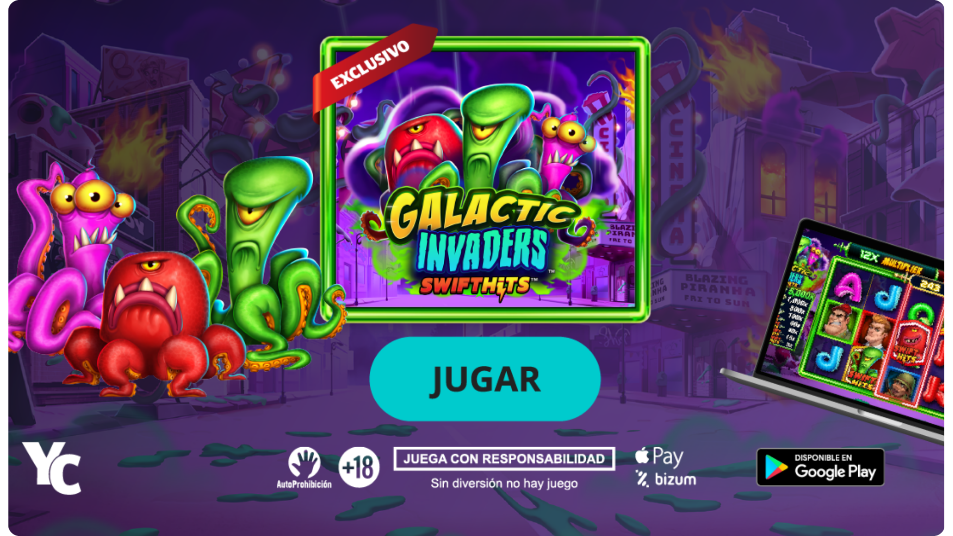 Reseña de Galactic Invaders, una slot de otro mundo en exclusiva en YoCasino