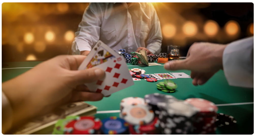 Varios jugadores de casino apostando.