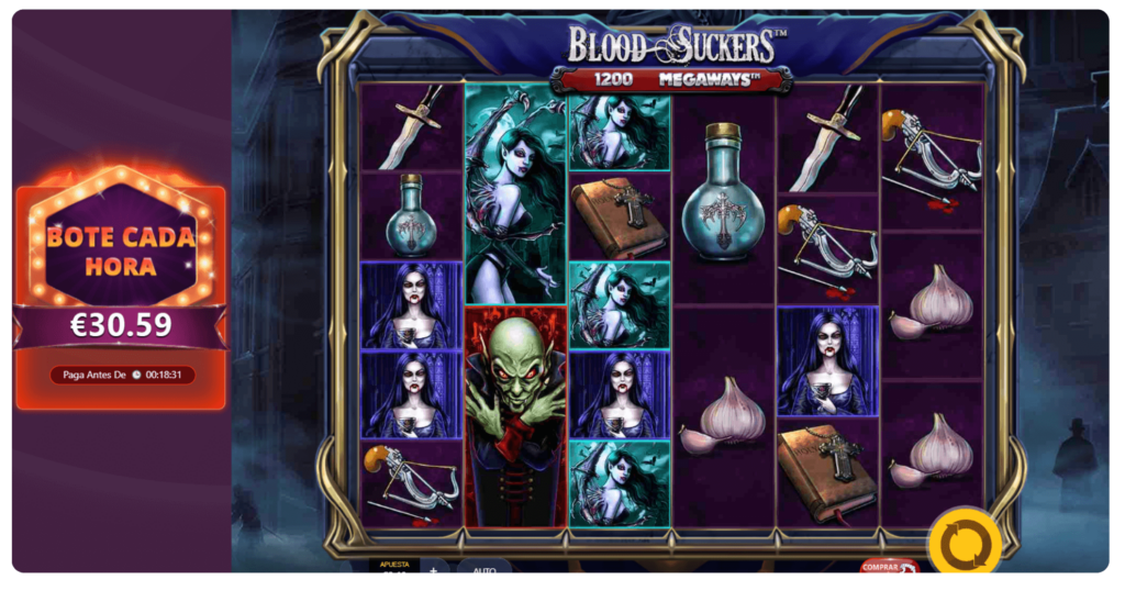 Captura de pantalla de la slot con jackpot progresivo Blood Suckers Megaways de Red Tiger